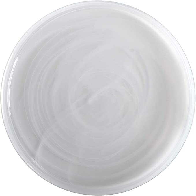 H&H Confezione 6 Piatti Alabastro Vetro, Bianco, Cm 33x4h