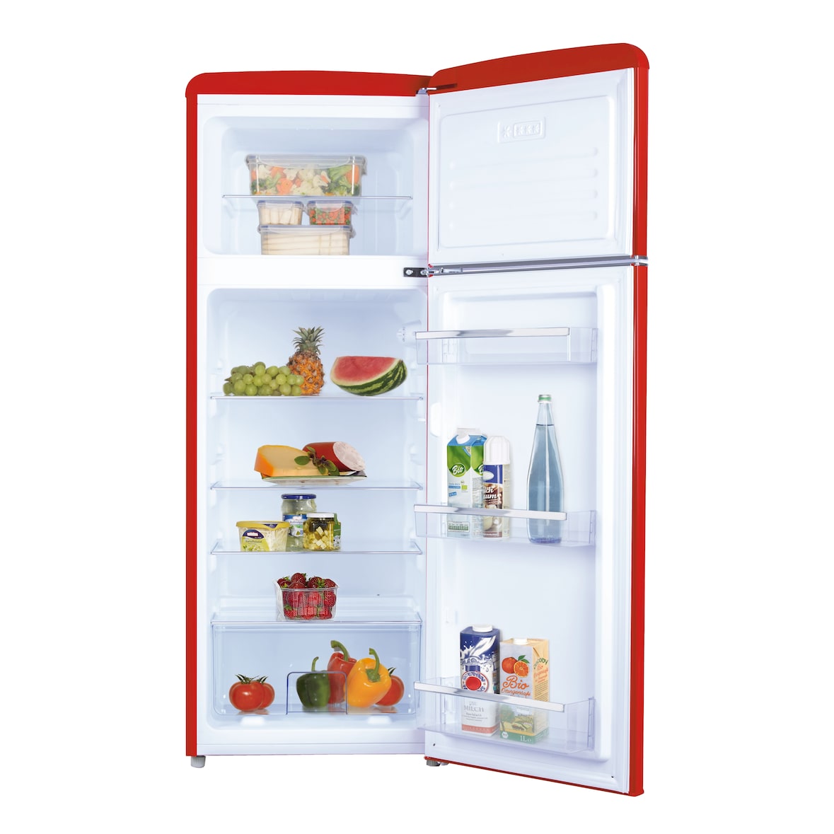 Amica KGC 15630 R,Kühl-/Gefrierkombination im Retro Design, 144 cm Höhe, chili red