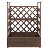 thumbnail of Canteiro elevado HWC-P67, plantador/caixa de flores plantador treliça treliça treliça madeira FSC® 114x85x44cm ~ castanho