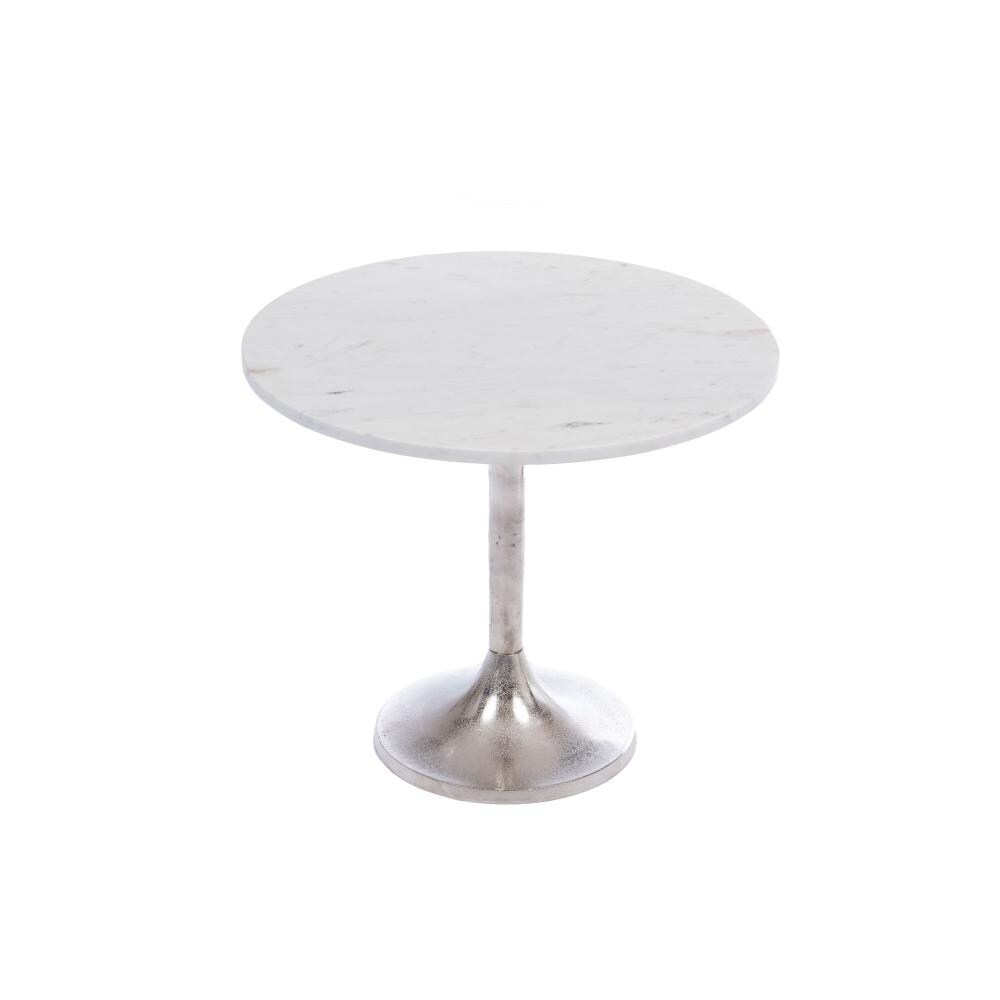 Bout de canape grand modele ch -  Blanc Rond Marbre Amadeus 55.00x55.00 cm