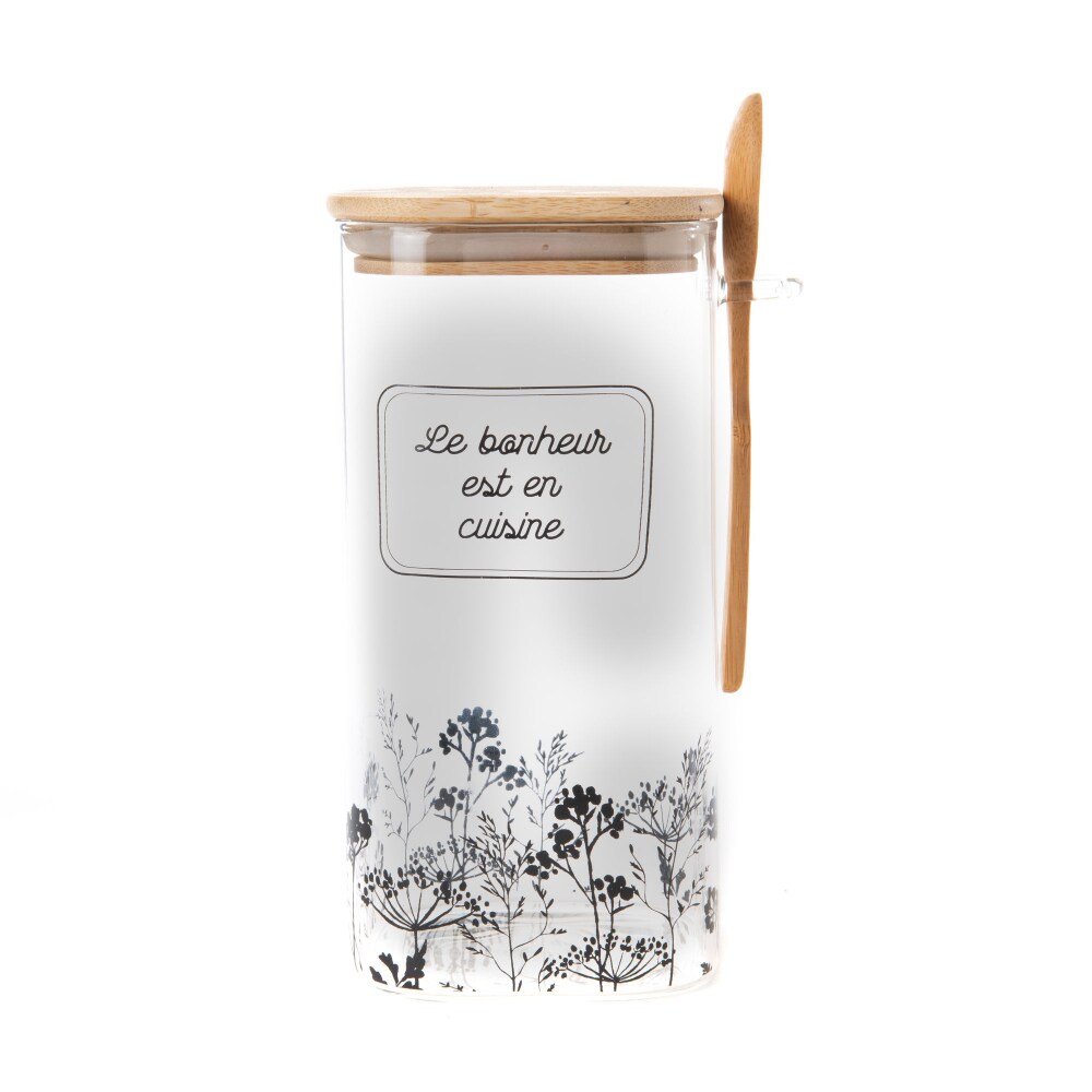 Bonbonnière avec cuillère 21 cm Yuma -  Blanc Rond Verre Amadeus 10x12 cm