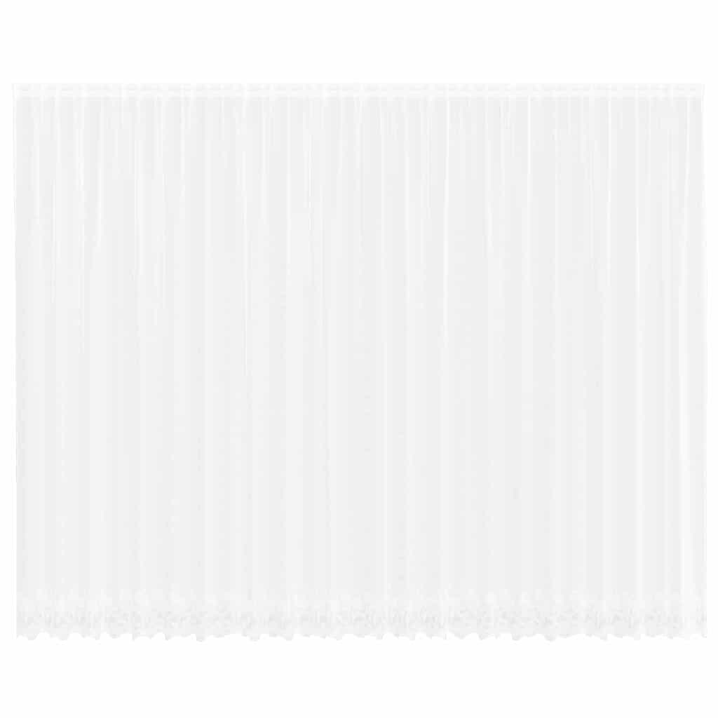 vidaXL Spitzenvorhang mit Vorhängen Floral Weiß 260 x 600 cm Polyester