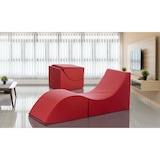 thumbnail of Dmora Klappbett Andreina, Puff umwandelbar in Einzelbett, 100% Made in Italy, Puff, umwandelbar in eine Chaiselongue aus Kunstleder, Cm 130x50h50, Rot