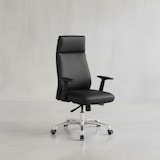 thumbnail of Bürostuhl PORTO Echt-Leder Schwarz ergonomisch mit Kopfstütze, Design Chefsessel Schreibtischstuhl ergonomisch mit Wippfunktion, Drehstuhl mit