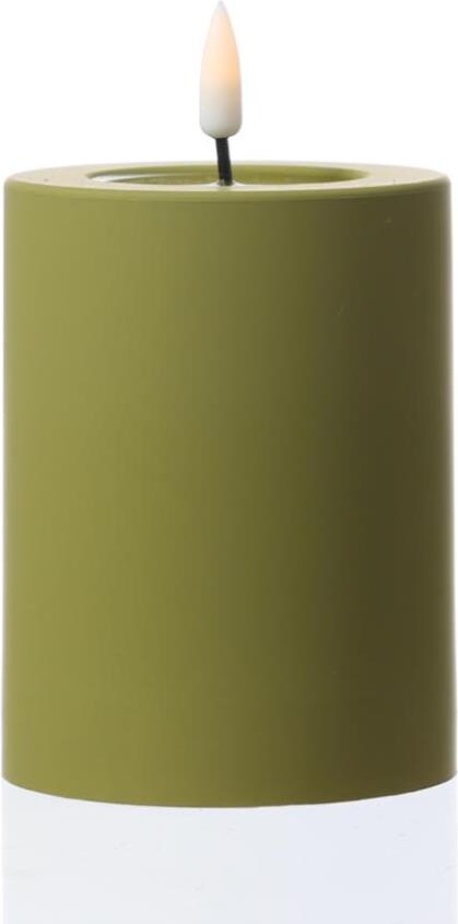 LED Kerze MIA Deluxe für Außen flackernd H: 10cm D: 7,5cm outdoor olivgrün