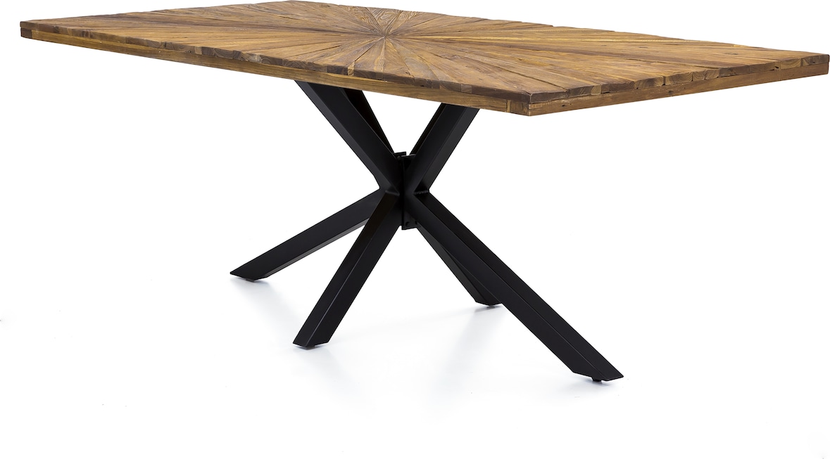 SIT Möbel Esstisch | 180 x 100 cm | Platte 50 mm Teak natur | Gestell Metall antikschwarz | B 180 x T 100 x H 79 cm | 15261-11 | Serie TABLES & CO