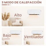 thumbnail of HOMCOM Aquecedor Cerâmico de Parede 1000W/2000W com Controle Remoto 3 Modos de Aquecimento Temporizador de 12h Termostato e Proteção