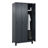 thumbnail of C+P Spind Classic PLUS, Füßen, 3 Abteile, HxBxT 195x90x50cm, Sicherheitsdrehriegel, Anthrazit von PROREGAL