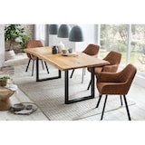 thumbnail of SalesFever Eettafel Tree Edge | 200 x 100 cm | Tafelblad massief eiken | Onderstel metaal zwart | B 200 x D 100 x H 75 cm | natuur