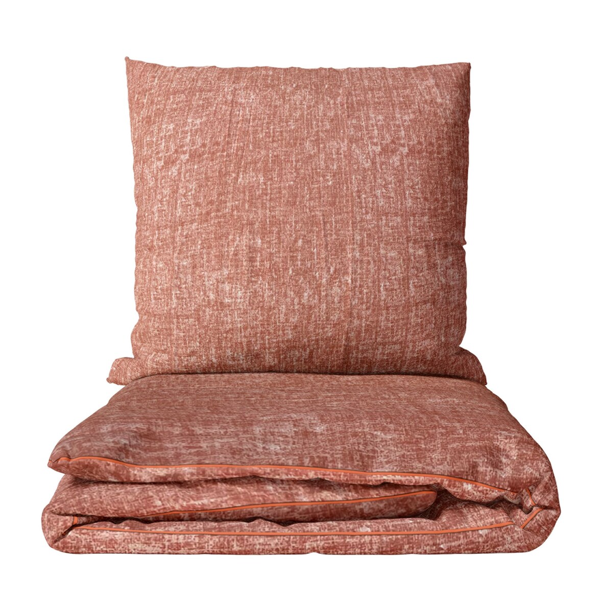 Bettwäsche 155x220 Rot Apricot Meliert Sommer 2tlg