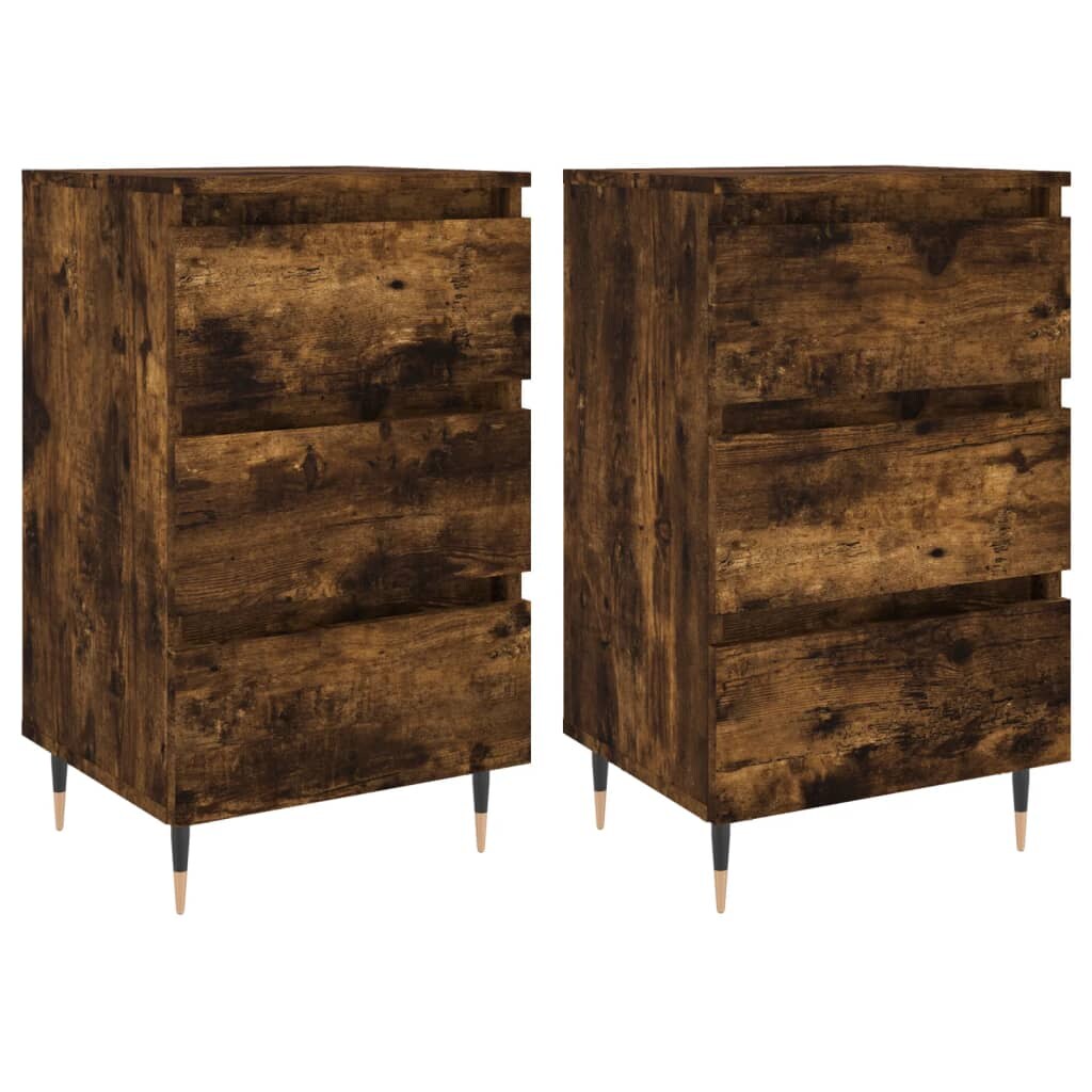 Tables de chevet 2 pcs chêne fumé 40x35x69 cm bois ingénierie – Modèle Ligne Droite