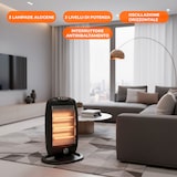 thumbnail of Stufa Alogena Oscillante 1200W con 3 Elementi 3 Livelli di Potenza Basso Consumo Oscillazione 70° Anti Ribaltamento Fino A 40m² 38 × 28 × 55 cm Nero