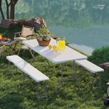 thumbnail of Outsunny Set da Pic Nic Pieghevole con Tavolo e 2 Panche Bianco Grigio