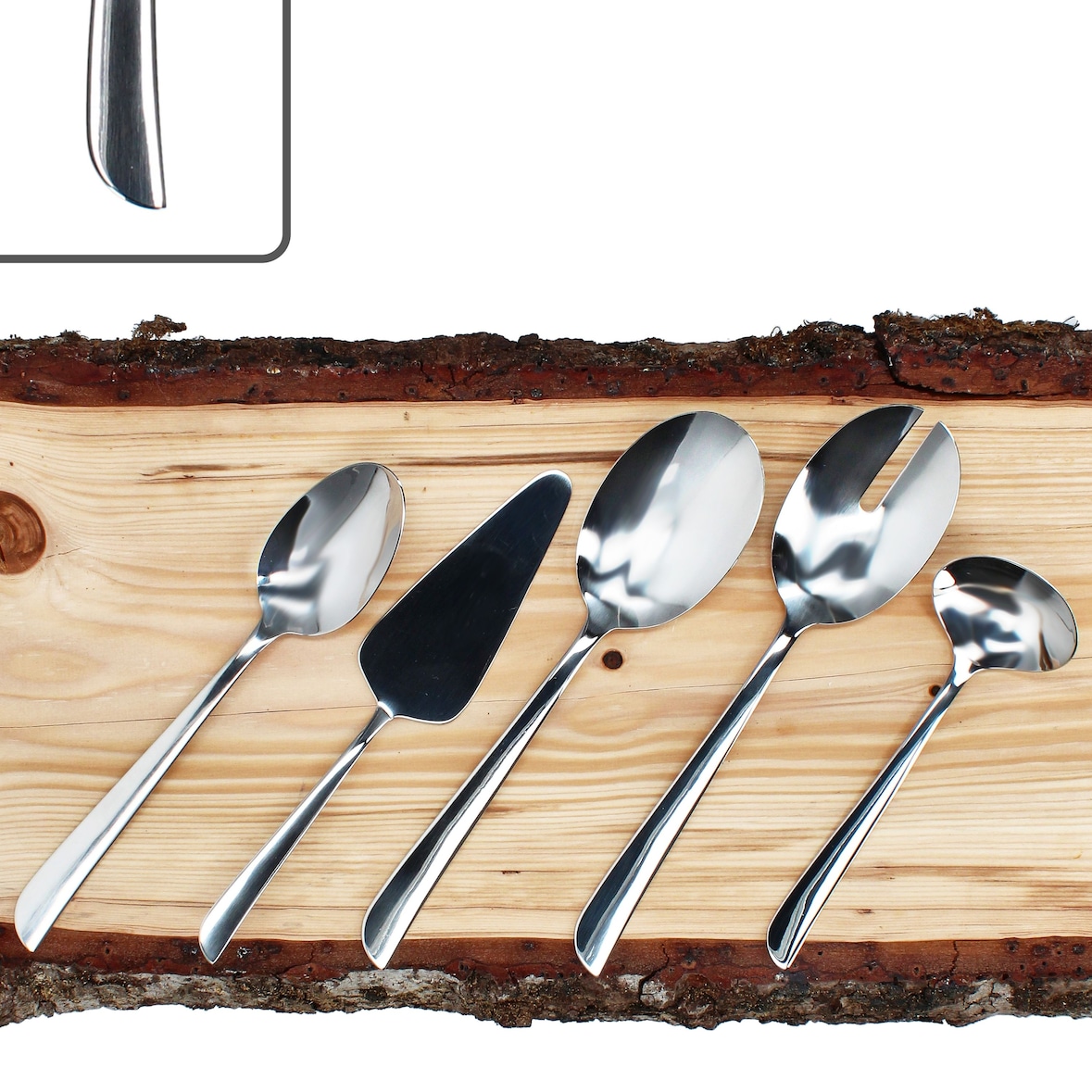 5tlg. Justinus Twist Anlegeteile-Besteckset 1x Tortenheber, 1x Saucenlöffel, 1x Servierlöffel, 1x Salatlöffel & 1x Salatgabel