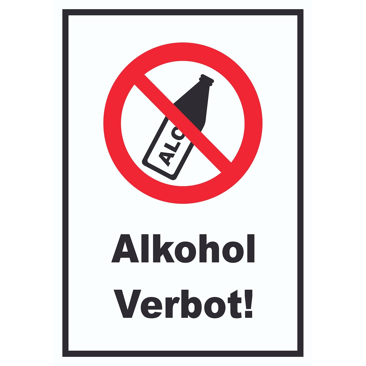 Alkohol verbot Schild A6 Rückseite selbstklebend