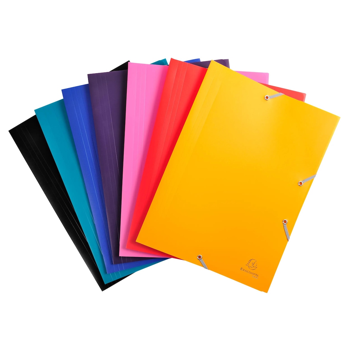 Exacompta 55900E 60x Sammelmappe aus PP blickdicht 400µ, mit Gummizug und 3 Klappen, A4 - Farben sortiert