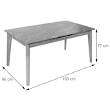 thumbnail of Esszimmertisch HWC-M57, Esstisch, Massiv-Holz Laminat Melamin 160-200x90cm, ausziehbar Beton-Optik, braune Beine