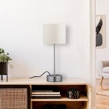 thumbnail of Relaxdays Nachttischlampe Touch, dimmbar in 3 Stufen, E14, HxD: 40 x 16 cm, Touch Lampe mit Stoffschirm, silber/creme