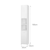 thumbnail of ML-Design Badezimmerschrank Weiß 30x190x30 cm, Hochschrank mit 6 Fächern & 2 Türen, schmaler Badschrank aus MDF-Holz, Aufbewahrungsschrank mit viel