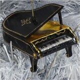 thumbnail of Christbaumschmuck Glas 10cm Klavier Figur Handbemalt & mit Glitzer Weihnachtsbaum Anhänger Weihnachten Weihnachtsbaumschmuck Musik Instrument Schwarz