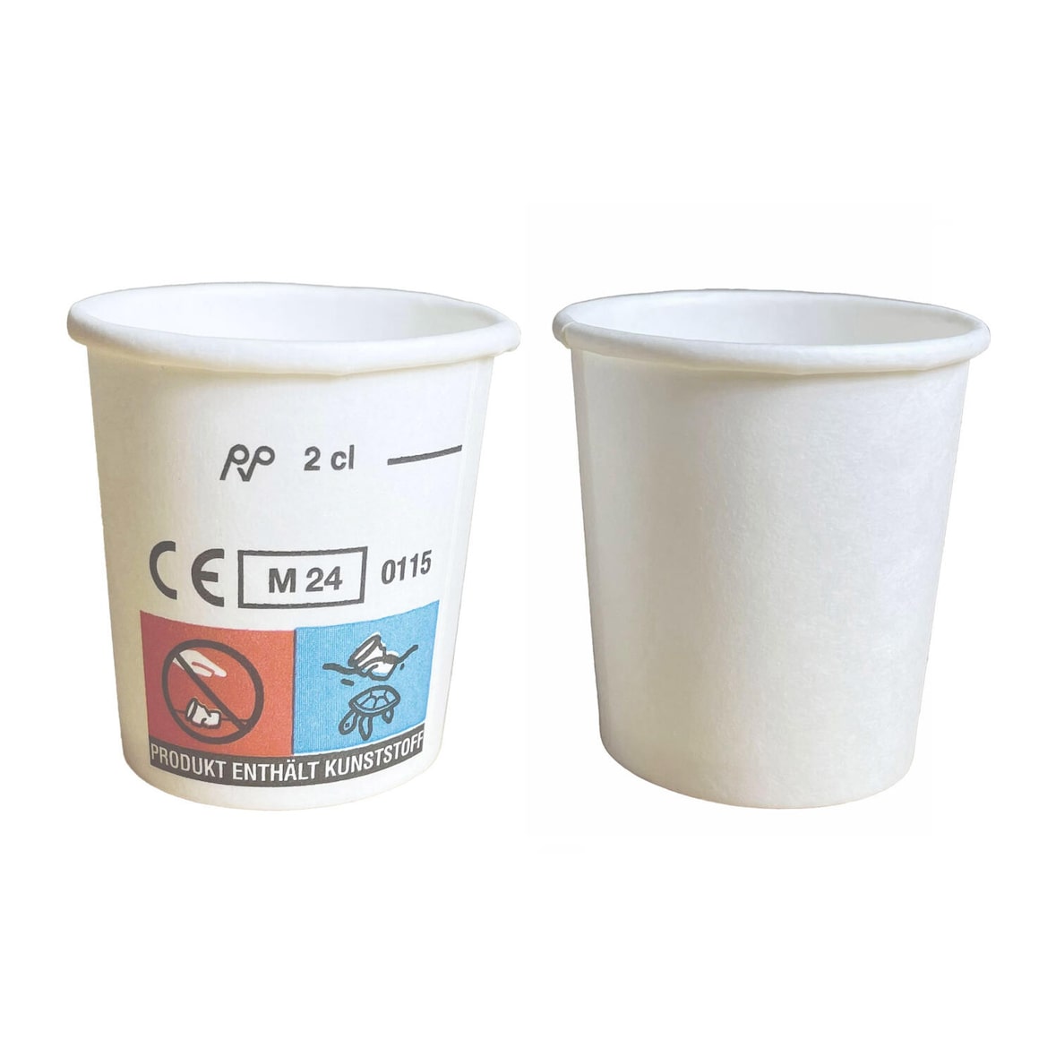 VEPATIM 1000 Schnapsbecher Shotbecher Stamperl Pappbecher weiß mit Eichstrich 2cl 20ml