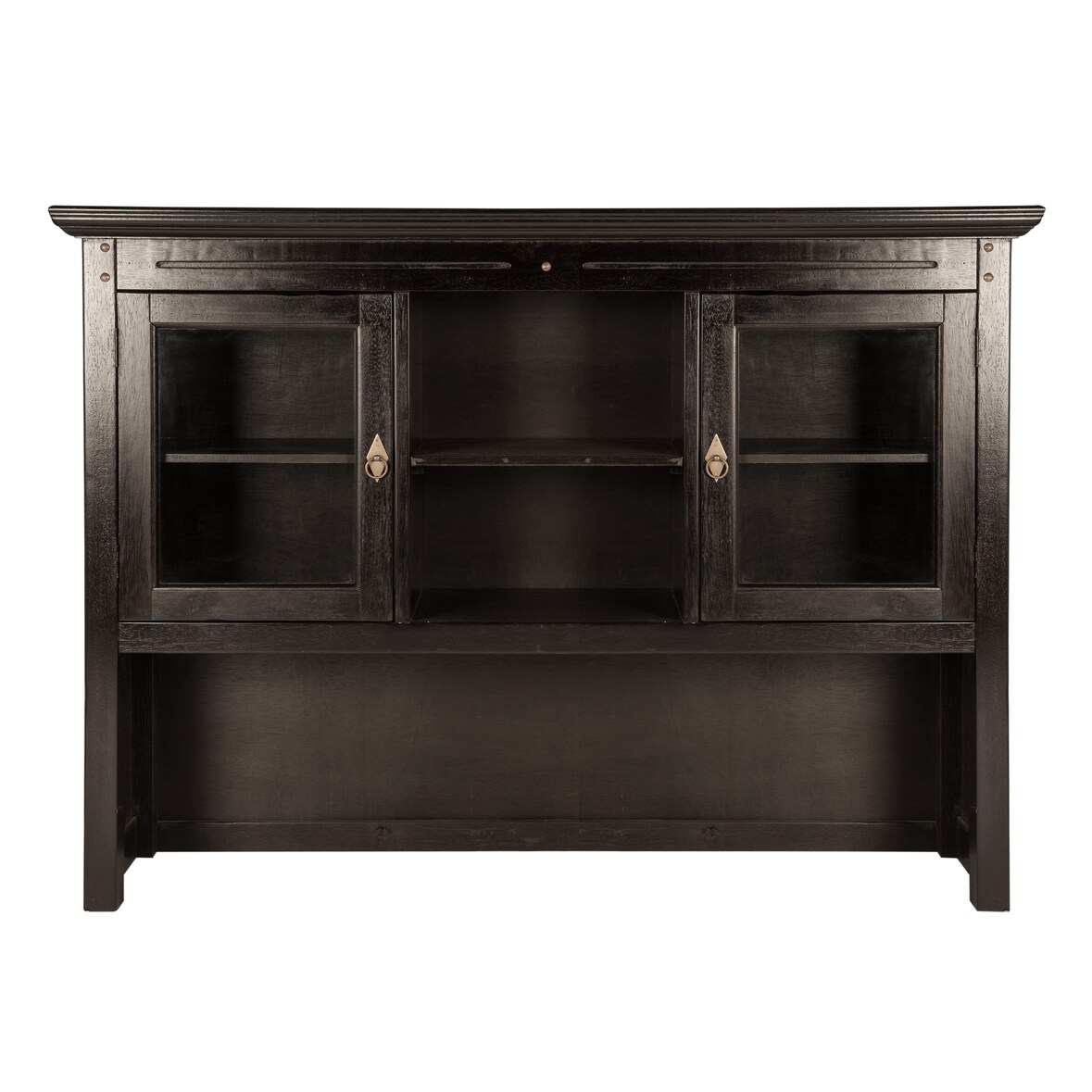 SIT Möbel Buffet-Aufsatz | 2 Glastüren, 2 offene Fächer | Akazie massiv | antikfinish | B 148 x T 34 x H 110 cm | 09833-30 | Serie SAMBA