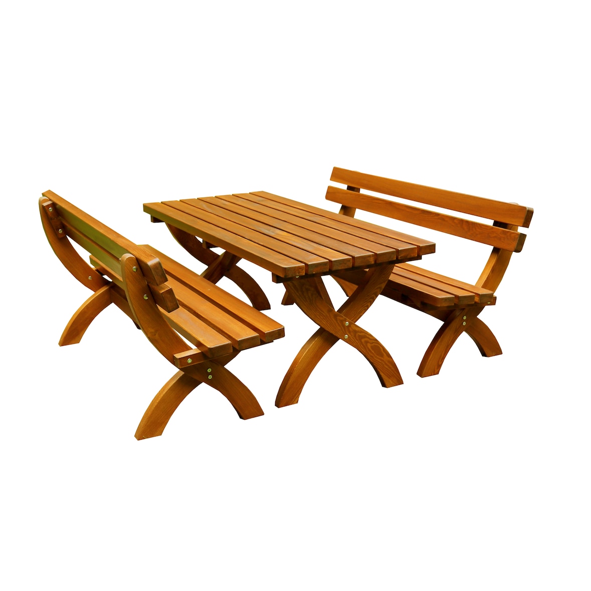 METRO PROFESSIONAL Bierzeltgarnitur Rainbach 3-tlg., Kiefernholz, 2 Bierbänke 180 x 62 cm, 1 Biertisch 180 x 80 cm, braun