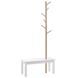 thumbnail of HOMCOM Cabide de Pé com Banco Pendurador Tipo Árvore Moderno 6 Ganchos para Pendurar Roupa Malas Corredor Entrada Bambu e MDF 80x30x180cm