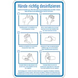 thumbnail of Hinweisschild, Hände richtig desinfizieren, 300 x 200 mm - DIN EN 1500 - 200x300x1.5 mm Kunststoff