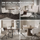 thumbnail of ML-Design Esszimmerstühle drehbar 2er Set Beige Stoff, 360° Drehstuhl mit Armlehne & Rückenlehne, Polsterstuhl Metallbeine