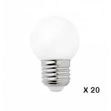 thumbnail of Guirlande extérieure 20 mètres guinguette IP65 20 ampoules plastique 1W blanc chaud LED câble plat noir connectable PRO