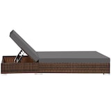 thumbnail of tectake Lot de 2 bains de soleil en rotin et aluminium avec table et housse de protection - marron - 401499