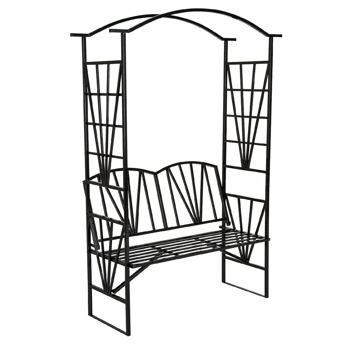 tectake Arche de jardin avec banc intégré - noir - 400769