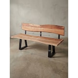 thumbnail of Esszimmerbank GAYA 160x83,5x60 cm Akazie Massivholz Bank mit Baumkante, Sitzbank Holzbank mit Lehne, Küchenbank Essbank Holz Landhausstil, Baumstamm