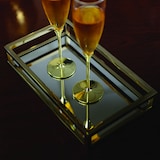 thumbnail of Lot de 2 flûtes à champagne en verre sur pied en métal doré