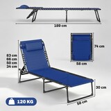 thumbnail of Tumbona Plegable y Ajustable de 4 Posiciones con Sistema de Cordones Azul Oscuro