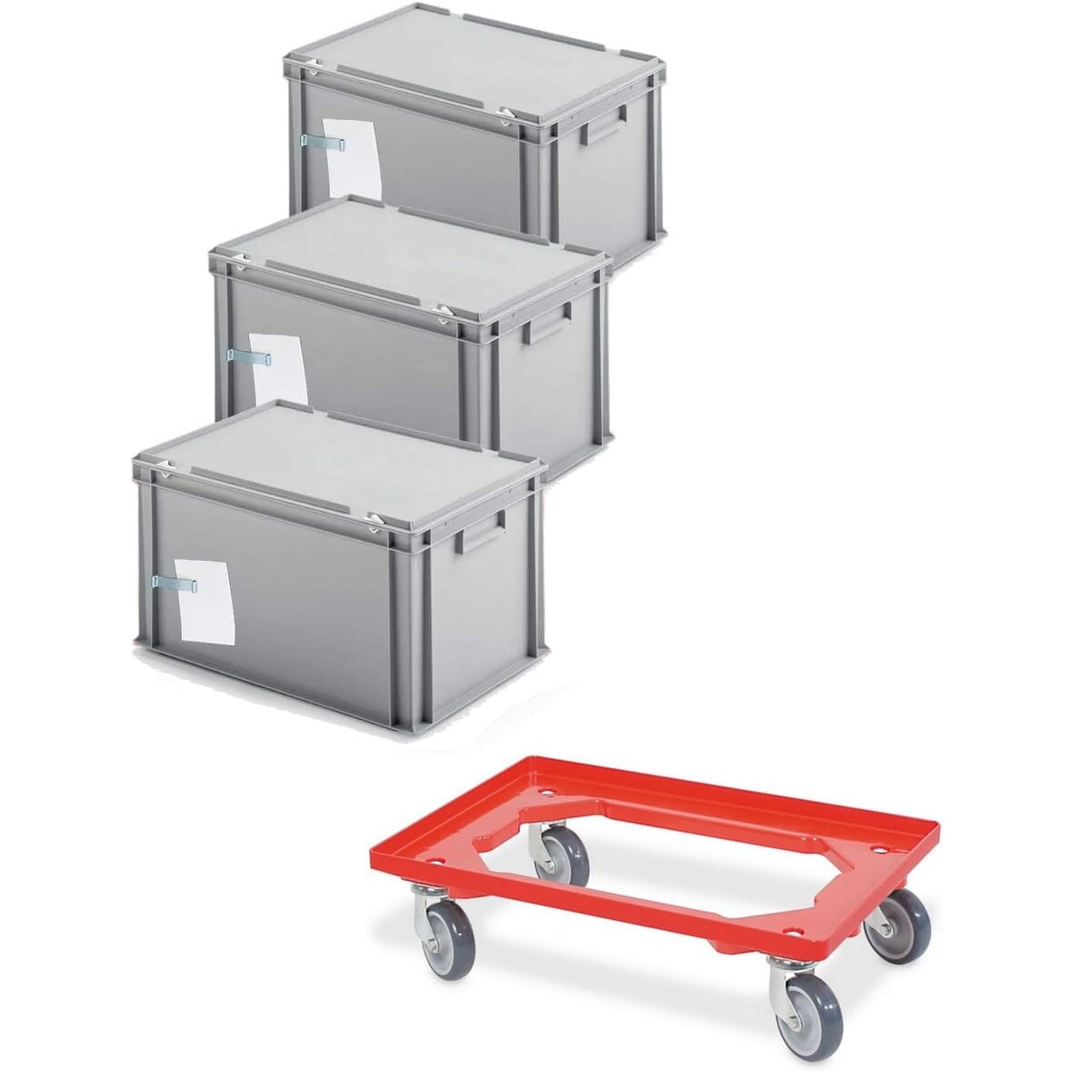 3x Archivboxen für je 7 Ordner (A4, breiter Rücken), inkl. Transportroller