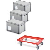 thumbnail of 3x Archivboxen für je 7 Ordner (A4, breiter Rücken), inkl. Transportroller