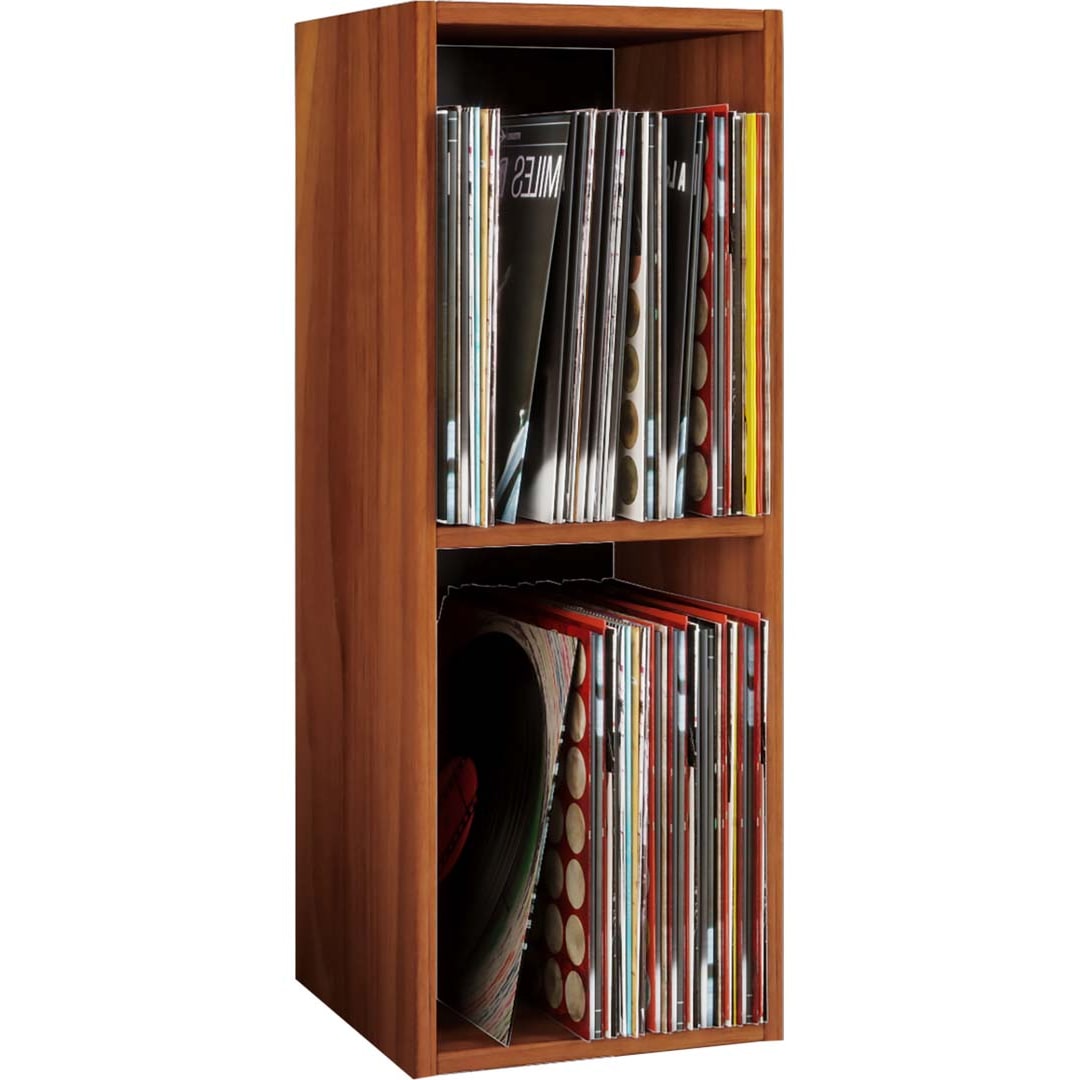 Platto2 Regal für LP 2 Ablagen Nussbaum dekor.