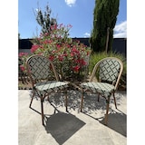 thumbnail of Lot de 2 fauteuils de jardin empilables en aluminium marron et textilène vert BISTRO