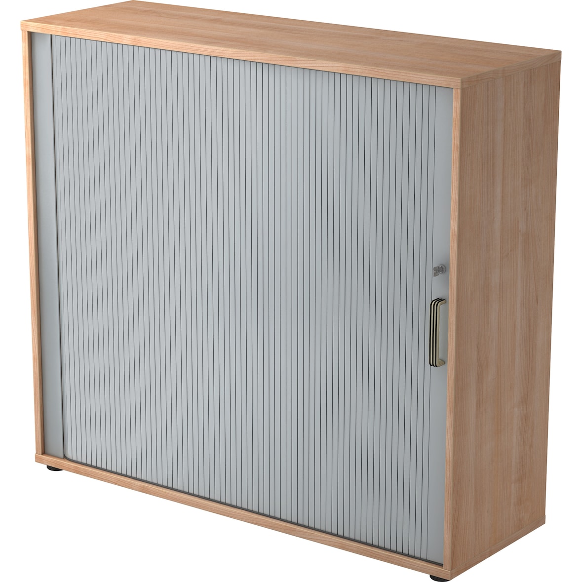 bümö Aktenschrank abschließbar mit Rollladen, Rollladenschrank für Ordner & Co. - Büroschrank mit Rollo, abschließbarer Ordnerschrank aus Holz in