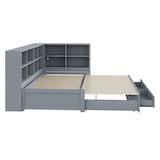 thumbnail of Schlafsofa 90/180 cm aus Massivholz mit ausziehbarem Bett, Stauraum, Steckdose – vielseitiges Design in Grau