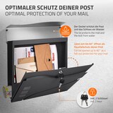 thumbnail of ECD Germany Standbriefkasten Anthrazit Edelstahl 120 cm mit Zeitungsfach, Postkasten Silber 37x36 cm matt gebürstet