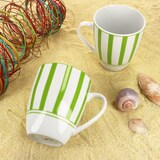 thumbnail of Split grün 6er Set Kaffeebecher 300ml Porzellan-Tasse 6 Pers Streifen Tee Kakao