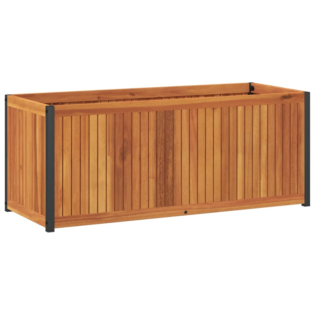 Helloshop26 - Hochbeet/Pflanzkasten für Pflanzen Blumen Terrasse Garten 110 x 45 x 44 cm massives Akazienholz und brauner Stahl 02_0037359