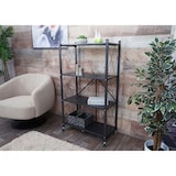 thumbnail of Étagère HWC-J85, Étagère sur pied Étagère de salon, pliable/repliable Acier ~ noir, 4 niveaux