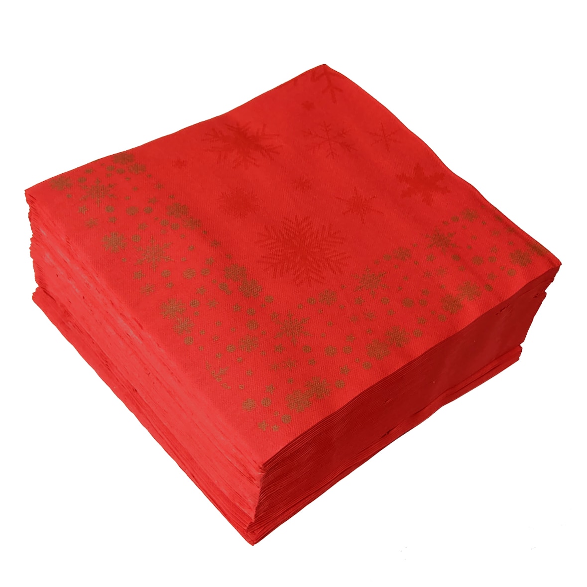 50 Servietten Weihnachten Airlaid 40cm x 40cm rot mit Schneeflocken-Motiv