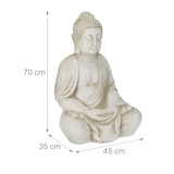 thumbnail of Relaxdays XXL Buddha Figur, großer Gartenbuddha sitzend, 70 cm hoch, wetterfest & frostsicher, Garten Dekofigur, creme