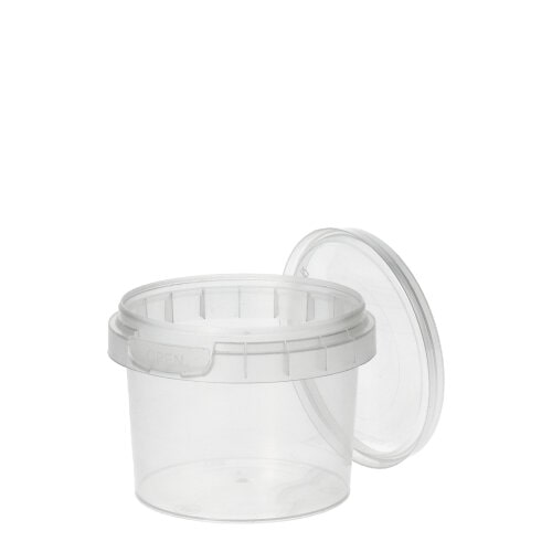 Starpak 48 Feinkostbecher, PP rund 120 ml Ø 6,9 cm · 5,1 cm transparent mit Originalitätsverschluss (88726, 48 Stück)