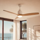 thumbnail of LEDKIA LIGHTING Ventilador de Techo con luz Silencioso DC Merion Madera Clara Mando a Distancia Grande (más de 20 m²) 132 cm Blanco